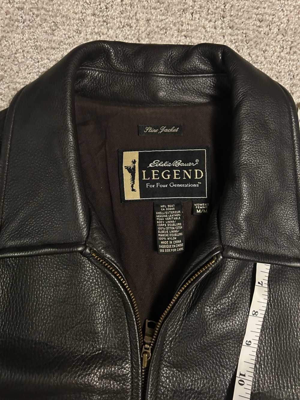Eddie Bauer Black Leather Bomber with Zip Front